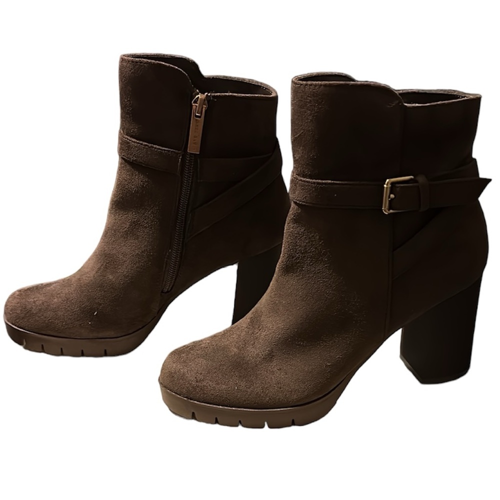 Anne Klein Dark chocolate chunky heel ankle boot - Picture 3 of 4